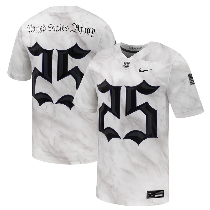 Maillot de football Nike pour homme n° 25 Blanc Armée Black Knights Collection 250