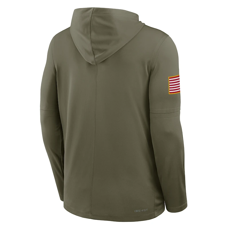 Men's Nike Olive Army Black Knights 2025 Military Appreciation Dri-FIT Long Sleeve Hooded T-Shirt