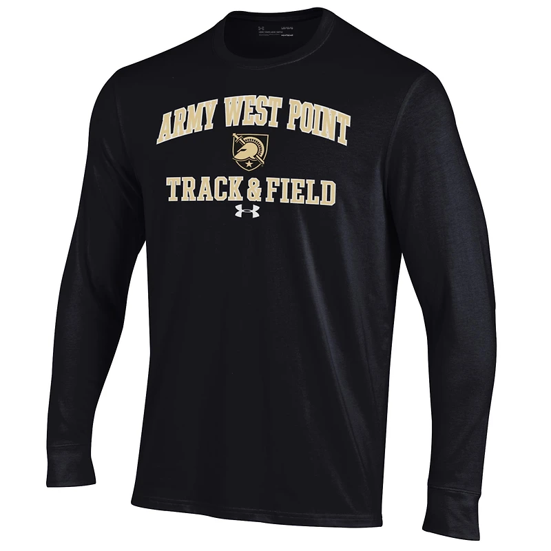 Men's Under Armour Black Army Knights Track & Field Performance Long Sleeve T-Shirt