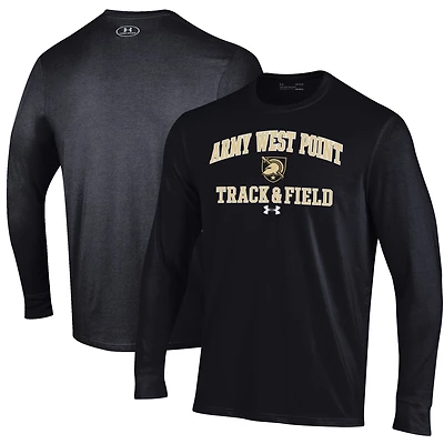 T-shirt à manches longues Under Armour Black Army Knights pour homme, modèle performance d'athlétisme