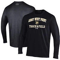 T-shirt à manches longues Under Armour Black Army Knights pour homme, modèle performance d'athlétisme