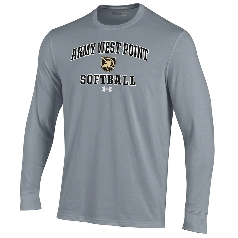 Men's Under Armour Gray Army Black Knights Softball Performance Long Sleeve T-Shirt