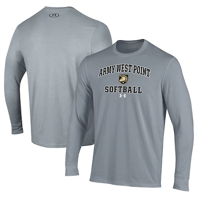 Men's Under Armour Gray Army Black Knights Softball Performance Long Sleeve T-Shirt