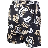 Men's Wes & Willy Black Army Knights Floral Volley Logo Swim Trunks