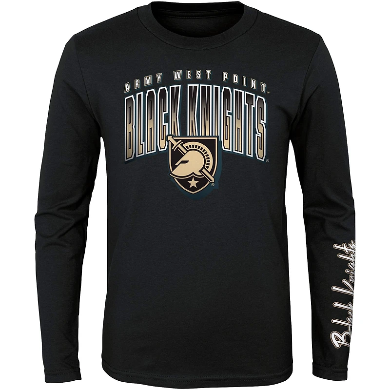 Pack combo de t-shirts à manches courtes et longues Black Knights l'armée noire/or pour enfants d'âge préscolaire