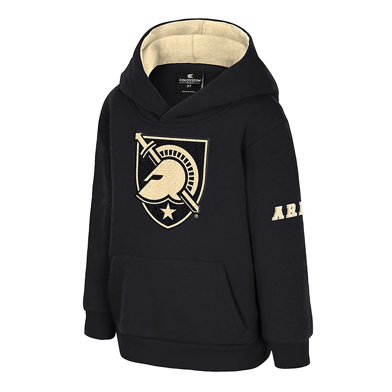 Toddler Colosseum  Black Army Knights Big Logo Volume Fleece Pullover Hoodie