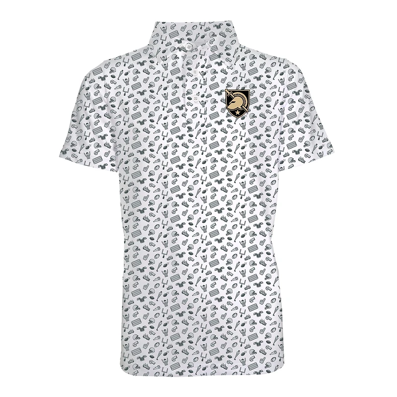 Polo Performance à imprimé intégral Tom pour enfant, blanc/gris, Army Black Knights