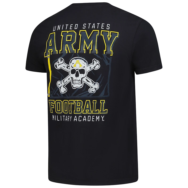 T-shirt unisexe noir avec drapeau et tête de mort ton sur ton, couleurs confortables