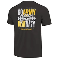 T-shirt de football unisexe graphite Army Black Knights Skull Beat Navy