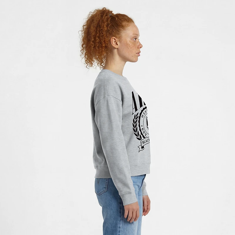 Women's Champion  Heather Gray Army Black Knights Academic Crest Powerblend Crewneck Sweatshirt