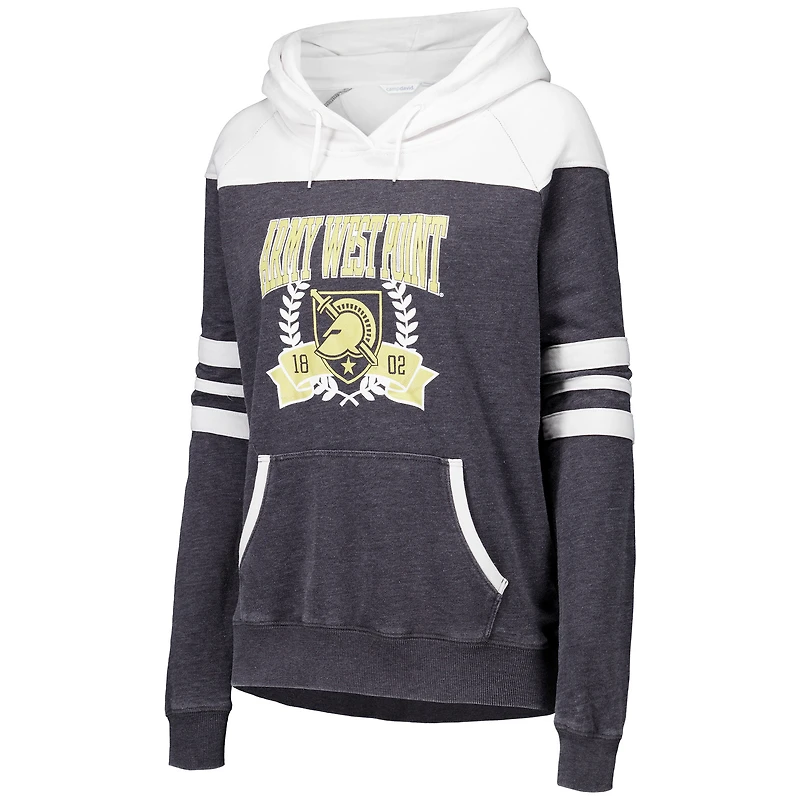 Women's Charcoal Army Black Knights Blitz Striped Blocked Raglan Pullover Hoodie