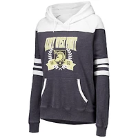 Women's Charcoal Army Black Knights Blitz Striped Blocked Raglan Pullover Hoodie