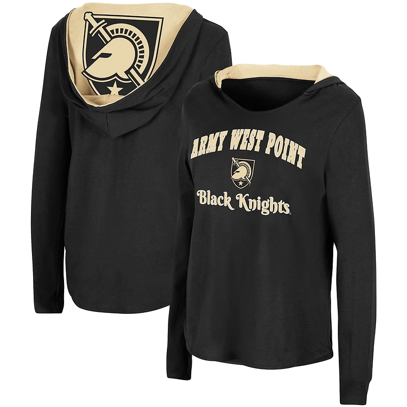 Women's Colosseum Black Army Knights Catalina Hoodie Long Sleeve T-Shirt