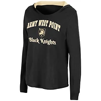 Women's Colosseum Black Army Knights Catalina Hoodie Long Sleeve T-Shirt