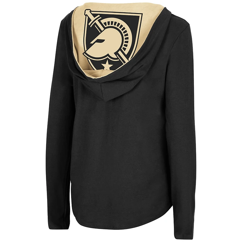 Women's Colosseum Black Army Knights Catalina Hoodie Long Sleeve T-Shirt