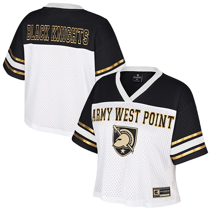 Women's Colosseum White Army Black Knights Treasure Cropped Football Jersey