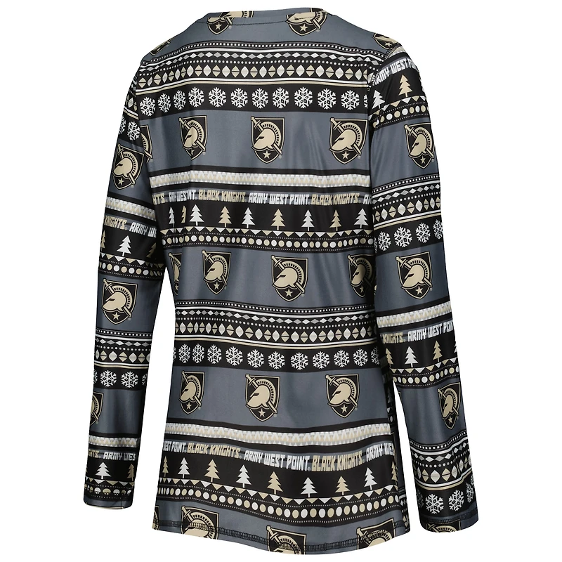 Women's Concepts Sport Black Army Knights Ugly Sweater Holiday Long Sleeve Top & Pants Sleep Set