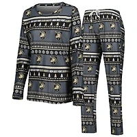 Women's Concepts Sport Black Army Knights Ugly Sweater Holiday Long Sleeve Top & Pants Sleep Set