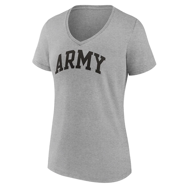 T-shirt à col en V Fanatics Heather Grey Army Black Knights pour femmes