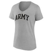 T-shirt à col en V Fanatics Heather Grey Army Black Knights pour femmes