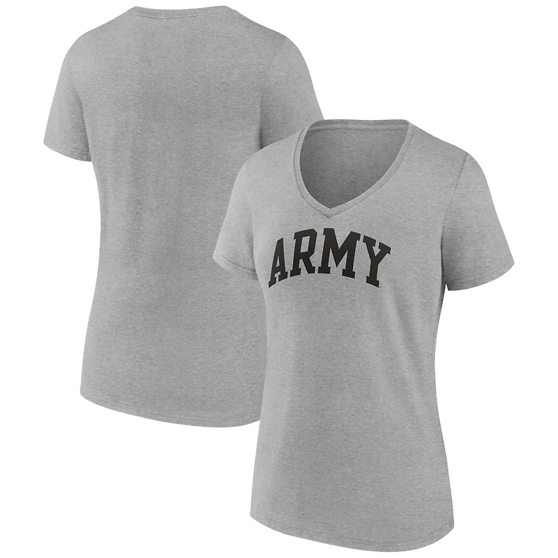 T-shirt à col en V Fanatics Heather Grey Army Black Knights pour femmes