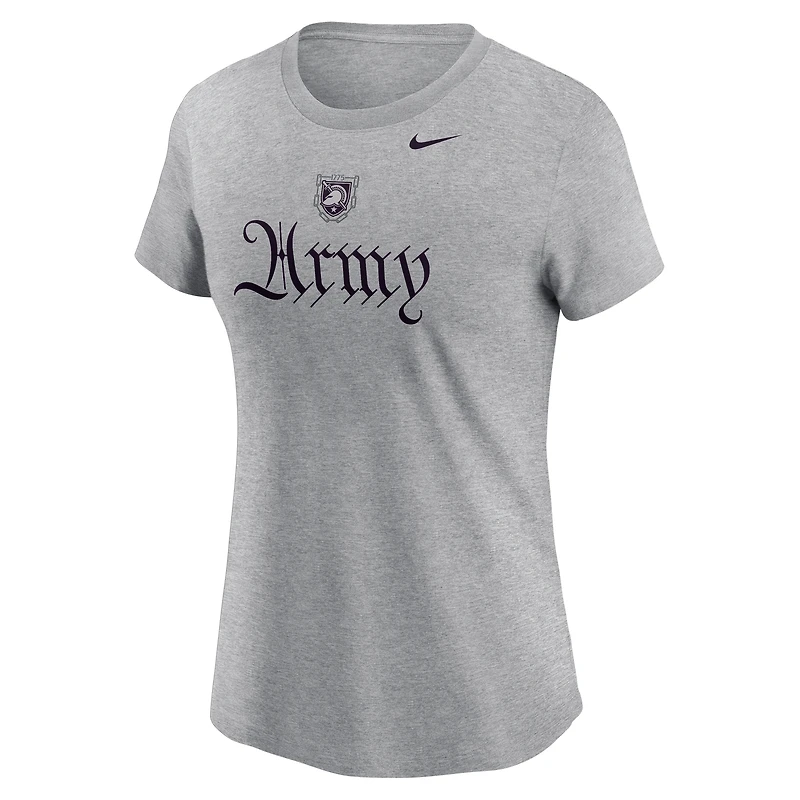 Women's Nike Gray Army Black Knights 250 Collection Rivalry Script T-Shirt