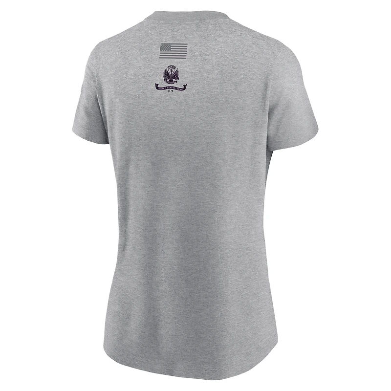 Women's Nike Gray Army Black Knights 250 Collection Rivalry Script T-Shirt