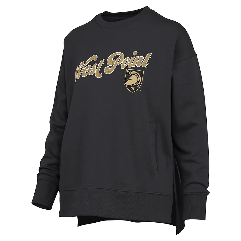Women's Pressbox Black Army Knights Bonanza Chenille Harper Script Sweatshirt