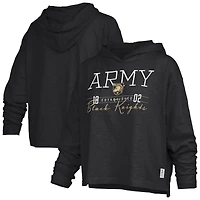 Women's Pressbox  Black Army Knights Castillo Slub Waist Length Long Sleeve Hooded T-Shirt