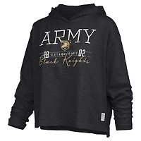 Women's Pressbox  Black Army Knights Castillo Slub Waist Length Long Sleeve Hooded T-Shirt