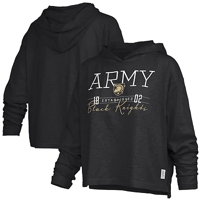Women's Pressbox  Black Army Knights Castillo Slub Waist Length Long Sleeve Hooded T-Shirt