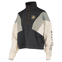 Women's Pressbox  Black Army Knights Ferrara Color Block Quarter-Zip Sweatshirt