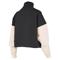 Women's Pressbox  Black Army Knights Ferrara Color Block Quarter-Zip Sweatshirt