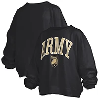 Women's Pressbox Black Army Knights Janise Arch Over Logo Waist Length Oversized Pullover Sweatshirt