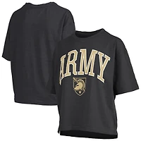 T-shirt surdimensionné flammé pour femme, modèle Pressbox Black Army Knights, avec logo Nelson Arch Over, longueur à la taille