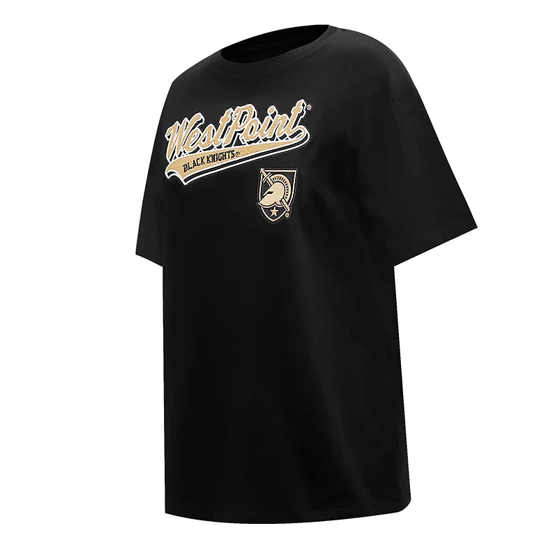 Women's Pro Standard Black Army Knights Script Tail Oversized Boyfriend T-Shirt