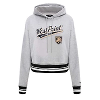 Pull à capuche court en polaire Pro Standard Heather Grey Army Black Knights Script Tail pour femmes