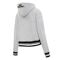Women's Pro Standard Heather Gray Army Black Knights Script Tail Fleece Cropped Pullover Hoodie