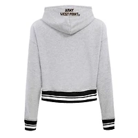 Women's Pro Standard Heather Gray Army Black Knights Script Tail Fleece Cropped Pullover Hoodie