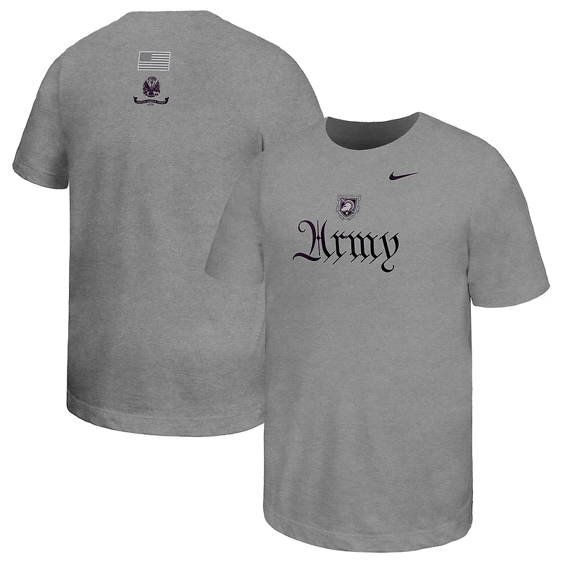 Youth Nike Gray Army Black Knights 250 Collection Script T-Shirt