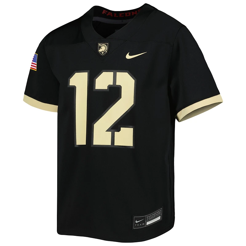Maillot de football Nike #12 Black Army Knights 1ère Division blindée Old Ironsides Intouchable pour jeune