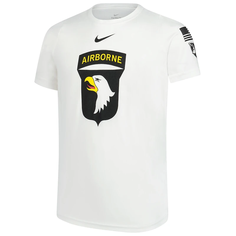 T-shirt Nike Airbourne pour jeunes, collection Rivalry 2024, blanc, armée, Black Knights