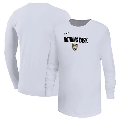 Youth Nike White Army Black Knights 2025 On-Court Bench Long Sleeve T-Shirt