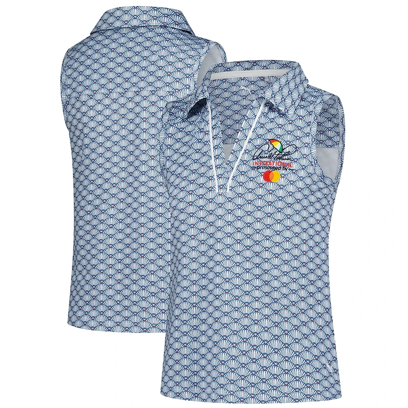 Girl's Youth Puma Blue Arnold Palmer Invitational Scallop Print Sleeveless Polo