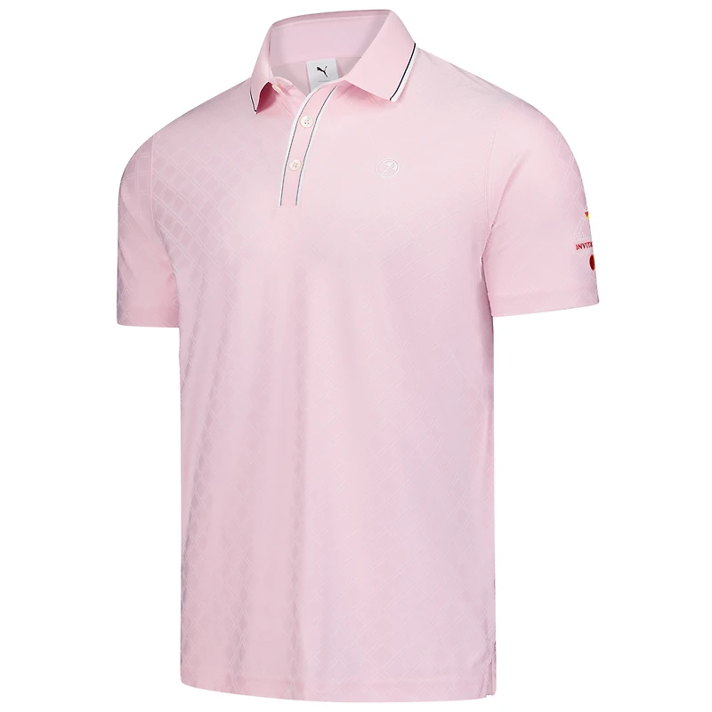 Men's Puma  Pink Arnold Palmer Invitational Tipped Jacquard Polo