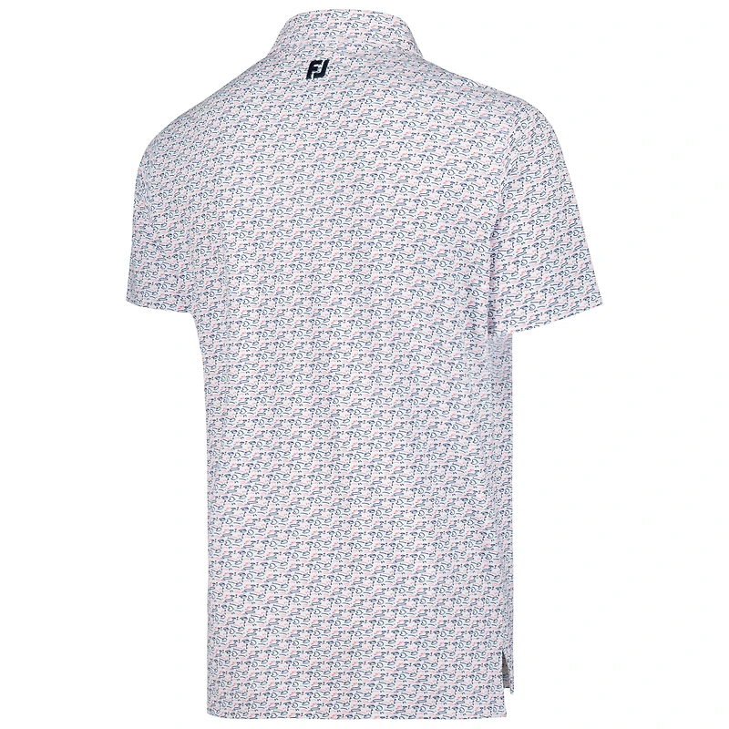 Polo FootJoy blanc Arnold Palmer Invitational Doodle pour hommes en piqué extensible à col auto