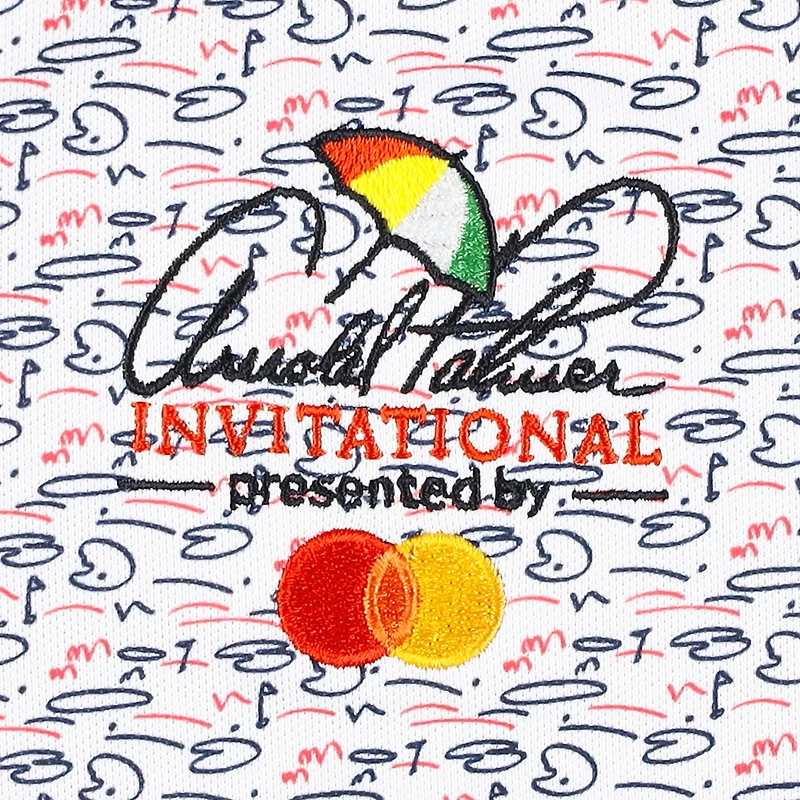 Polo FootJoy blanc Arnold Palmer Invitational Doodle pour hommes en piqué extensible à col auto