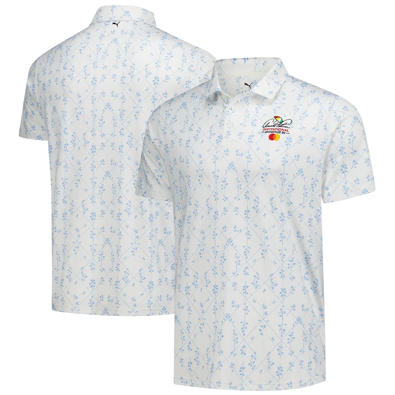 Men's Puma White Arnold Palmer Invitational CLOUDSPUN Argyle Bloom Polo