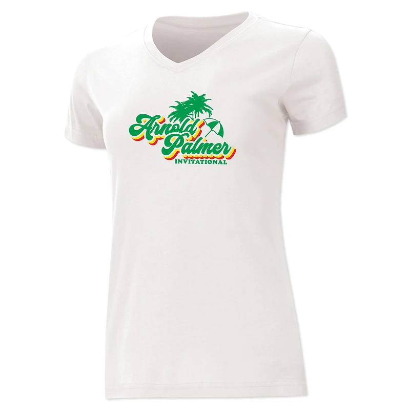 Women's Ahead  White Arnold Palmer Invitational Vista V-Neck T-Shirt
