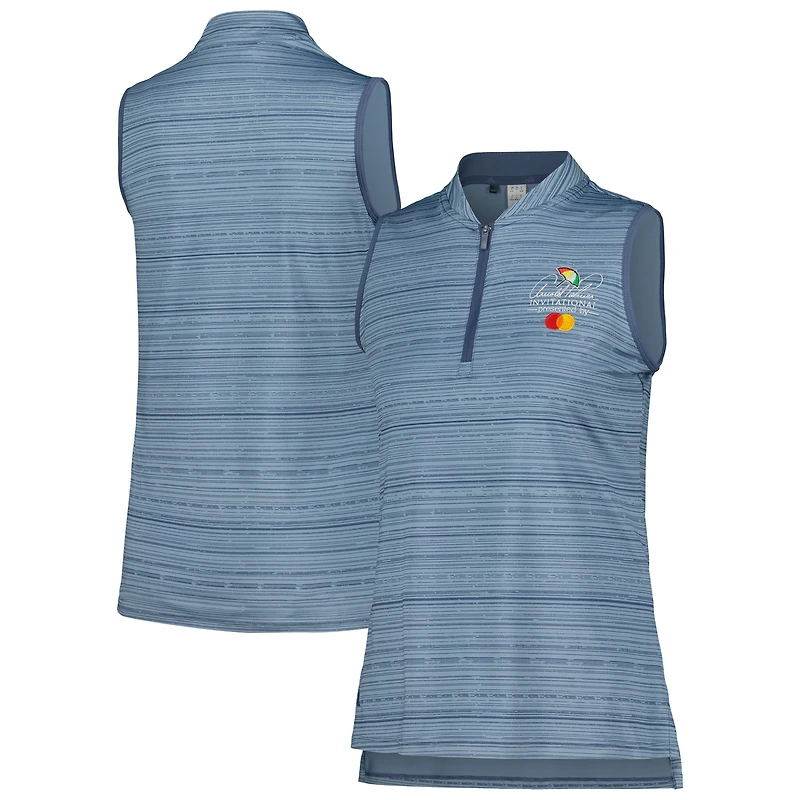 Polo adidas bleu marine Arnold Palmer Invitational Ultimate365 Stripe sans manches à quart de zip pour femme